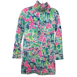 Lilly Pulitzer UPF 50+ Skipper Floral Midi Dress XXS Pockets Salt In The Air